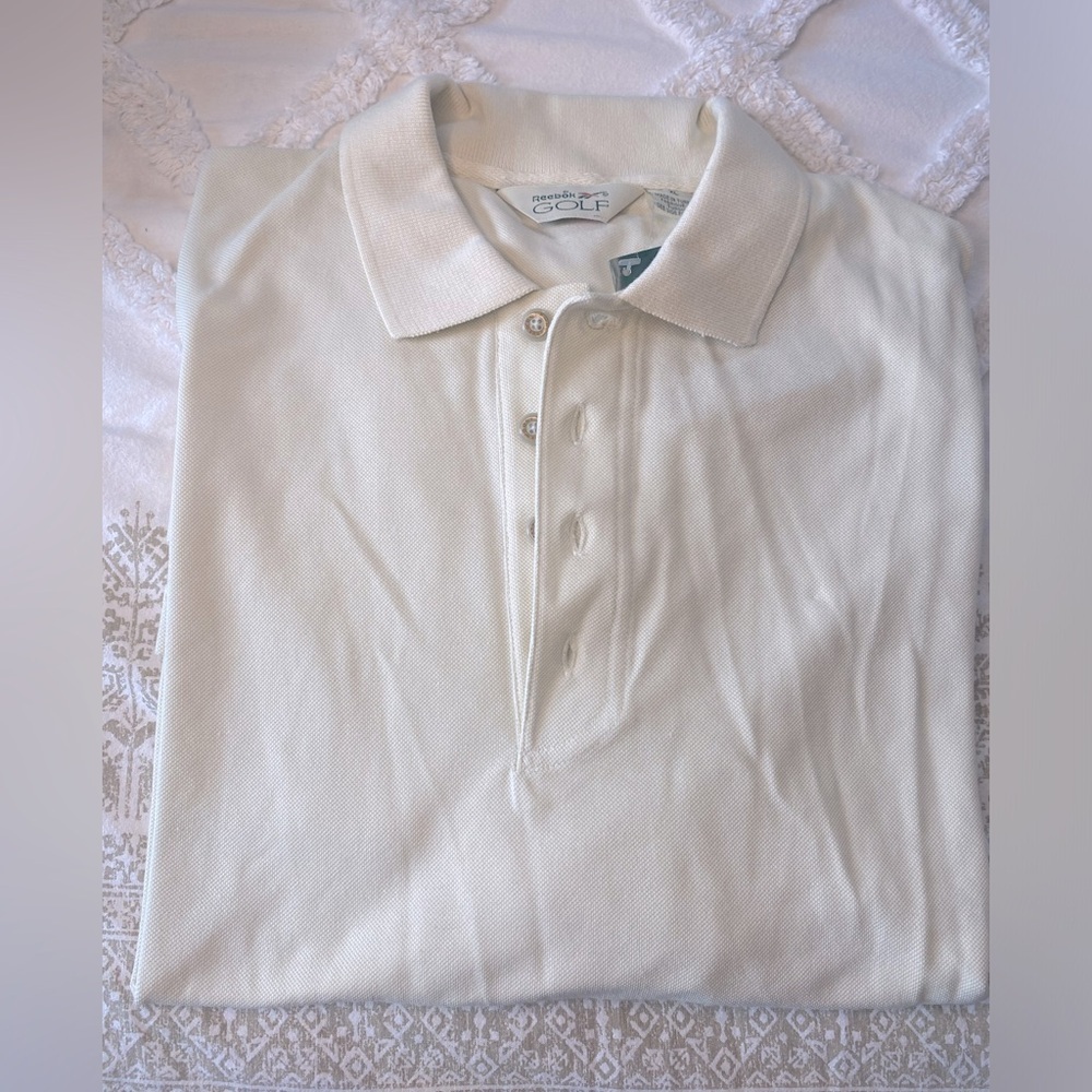 NWT Reebok Golf Polo Shirt Mens Adult Extra Large XL Off White Cotton